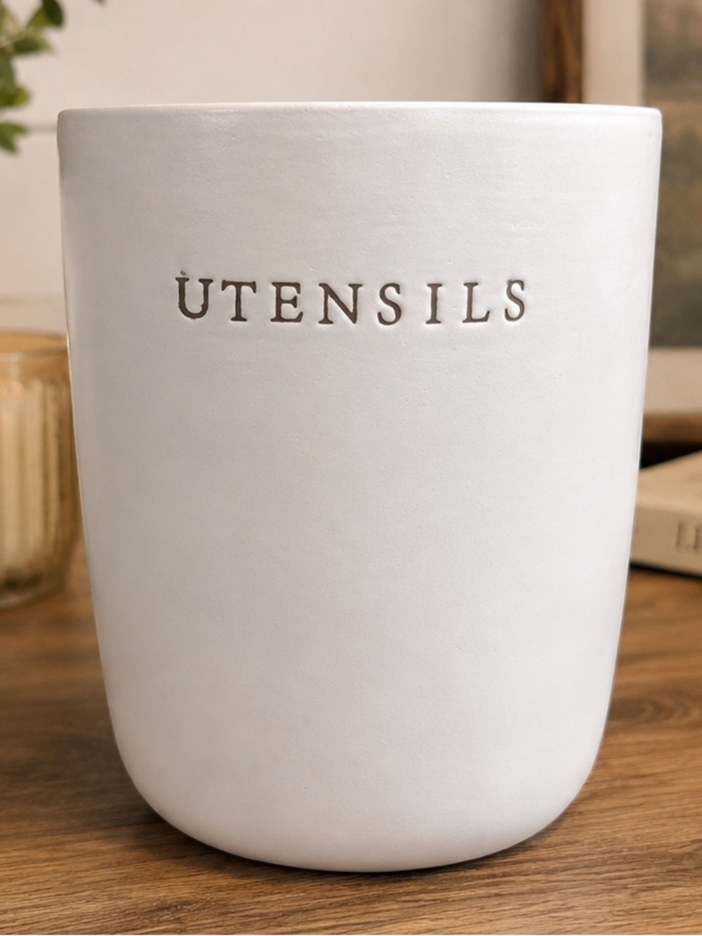 . Hearth & Hand by Magnolia Farmhouse Cream Stoneware Utensils Holder Canister